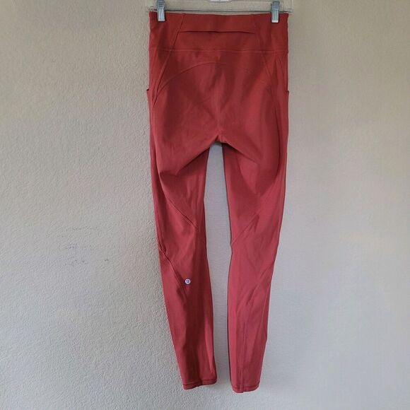Lululemon Time To Sweat Tight 28" Brick Rose Size 6 W5BY8S Workout Side Pockets - Picture 8 of 8